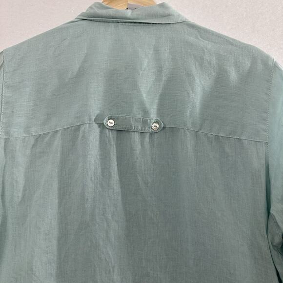 Soft Surroundings Button Up Linen Tunic Womens Large Pin Tuck Long Sleeve - Picture 6 of 12